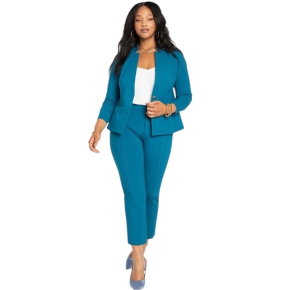 ELOQUII ULTIMATE STRETCH ONE BUTTON TAILORED TEAL JACKET SIZE 18 - Picture 1 of 15
